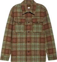 Double RL Plaid Felted Wool Blend Button-Up Shirt Jacket