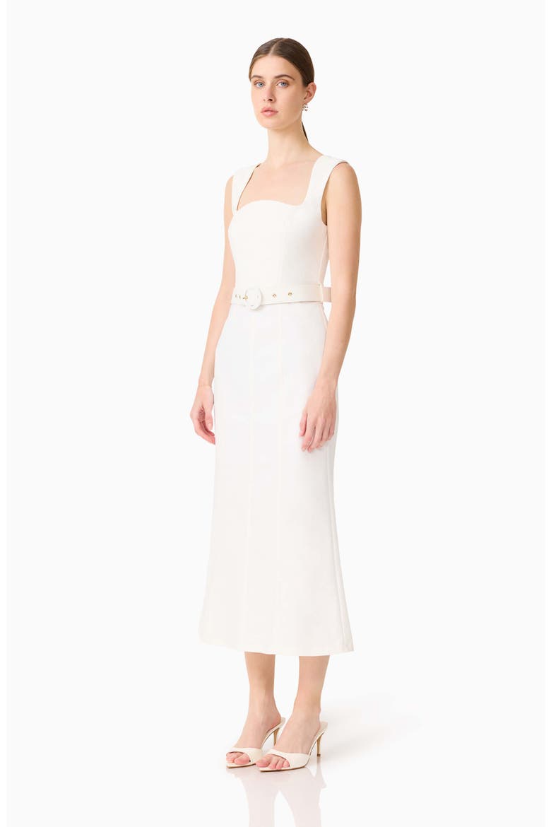 Nydia Belted Cotton Blend Sheath Dress, Alternate, color, WHITE
