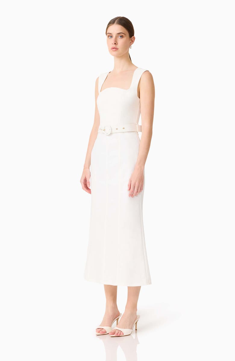 Elliatt Nydia Belted Cotton Blend Sheath Dress, Alternate, color, White
