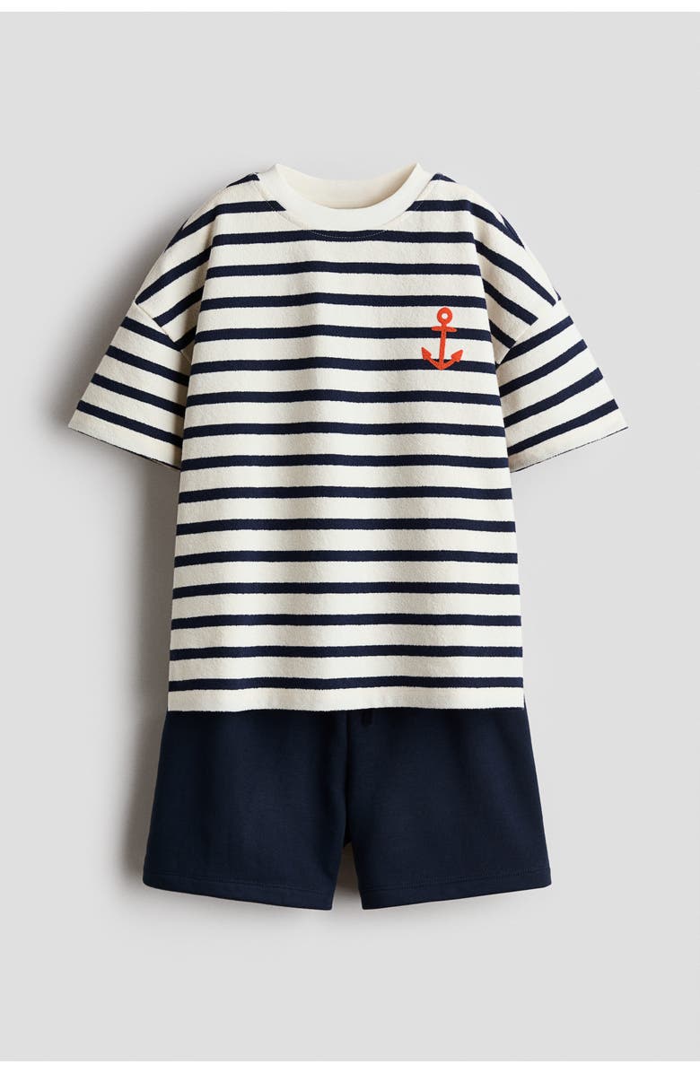 H&M 2-piece Cotton Set, Alternate, color, Navy Blue/Anchor