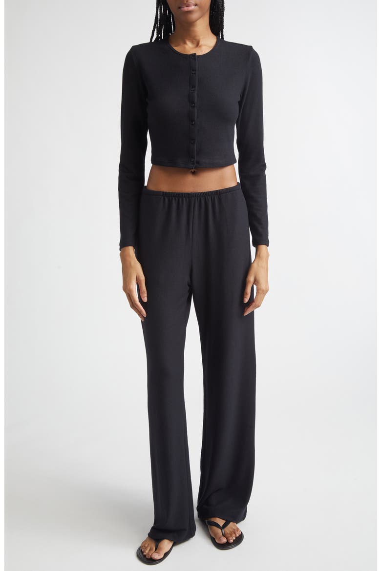 Lauren Knit Wide Leg Pants, Alternate, color, BLACK
