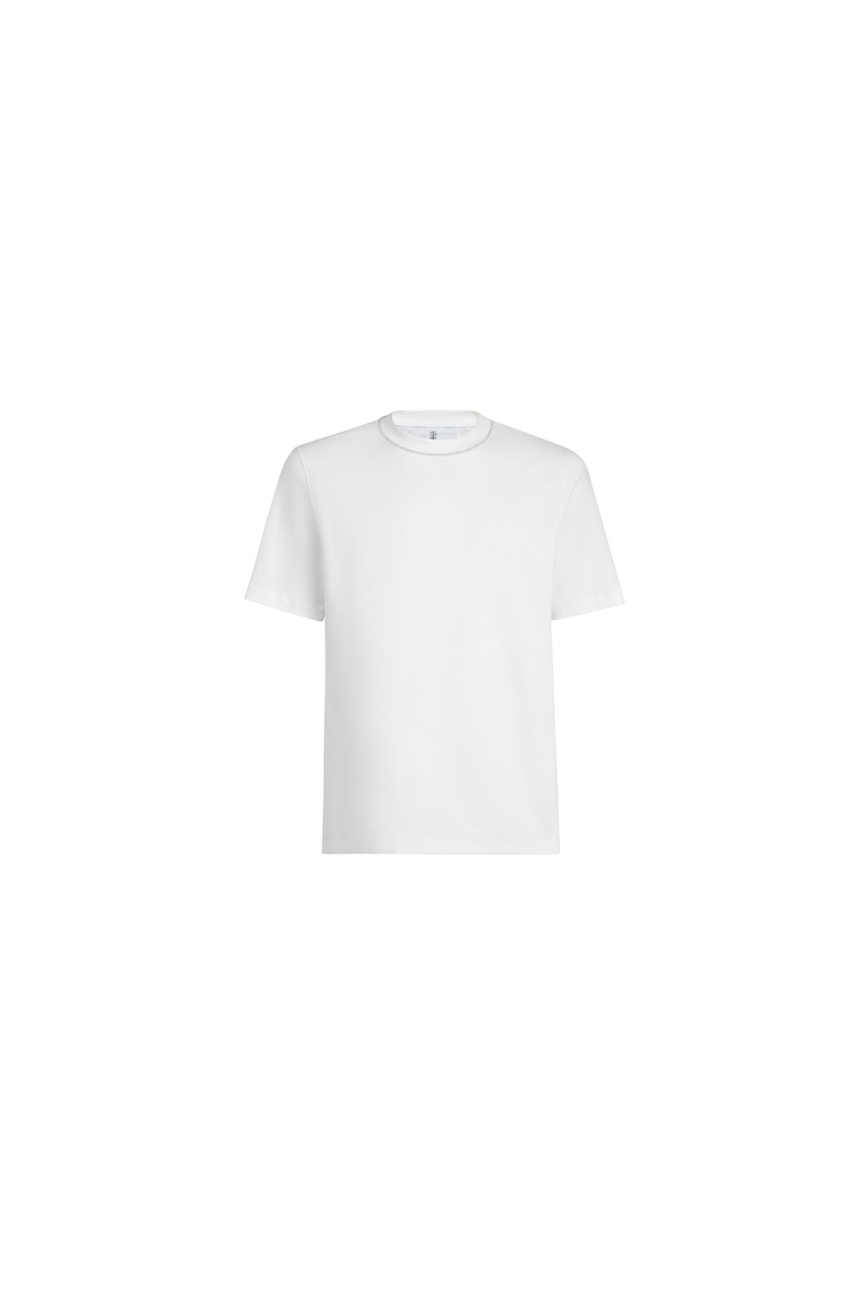 Cotton jersey T-shirt with piping, Alternate, color, White