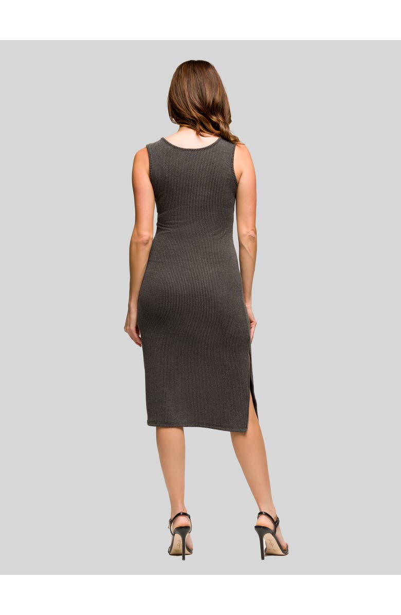 24seven Comfort Apparel Fitted Sleeveless Side Slit Midi Dress, Alternate, color, Black