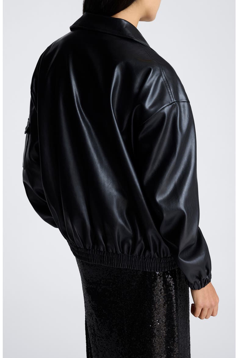 Faux Leather Shirt Jacket, Alternate, color, BLACK