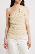 MANGO Corinne Dot Jacquard One-Shoulder Top
