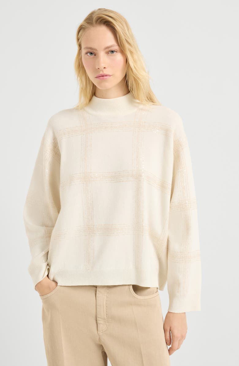 Brunello Cucinelli Sweater with Dazzling Embroidery, Alternate, color, Panama