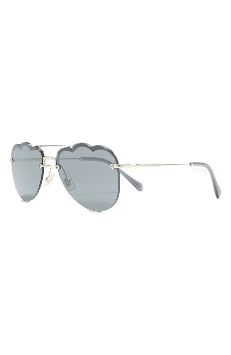 Miu Miu 58mm Irregular Sunglasses, Alternate, color, Dark Gry Flash Silver