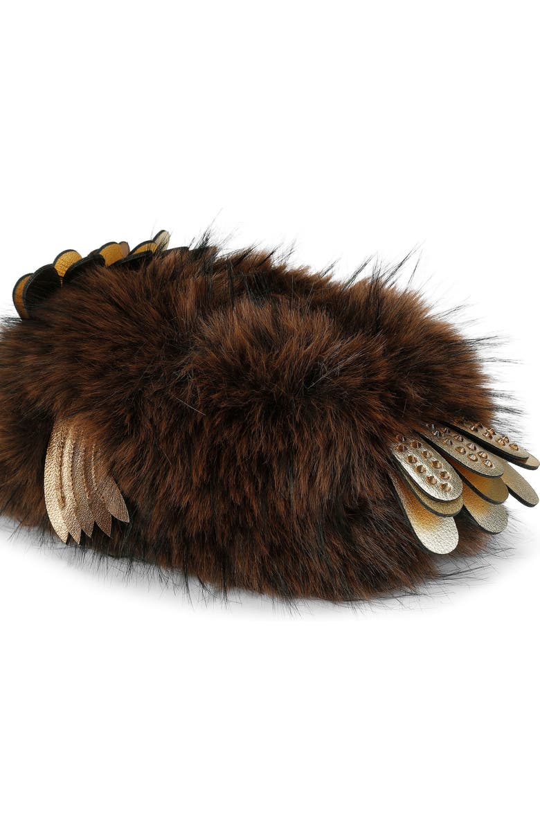 Kurt Geiger London Eagle Fluff Faux Fur Slipper, Alternate, color, Open Brown