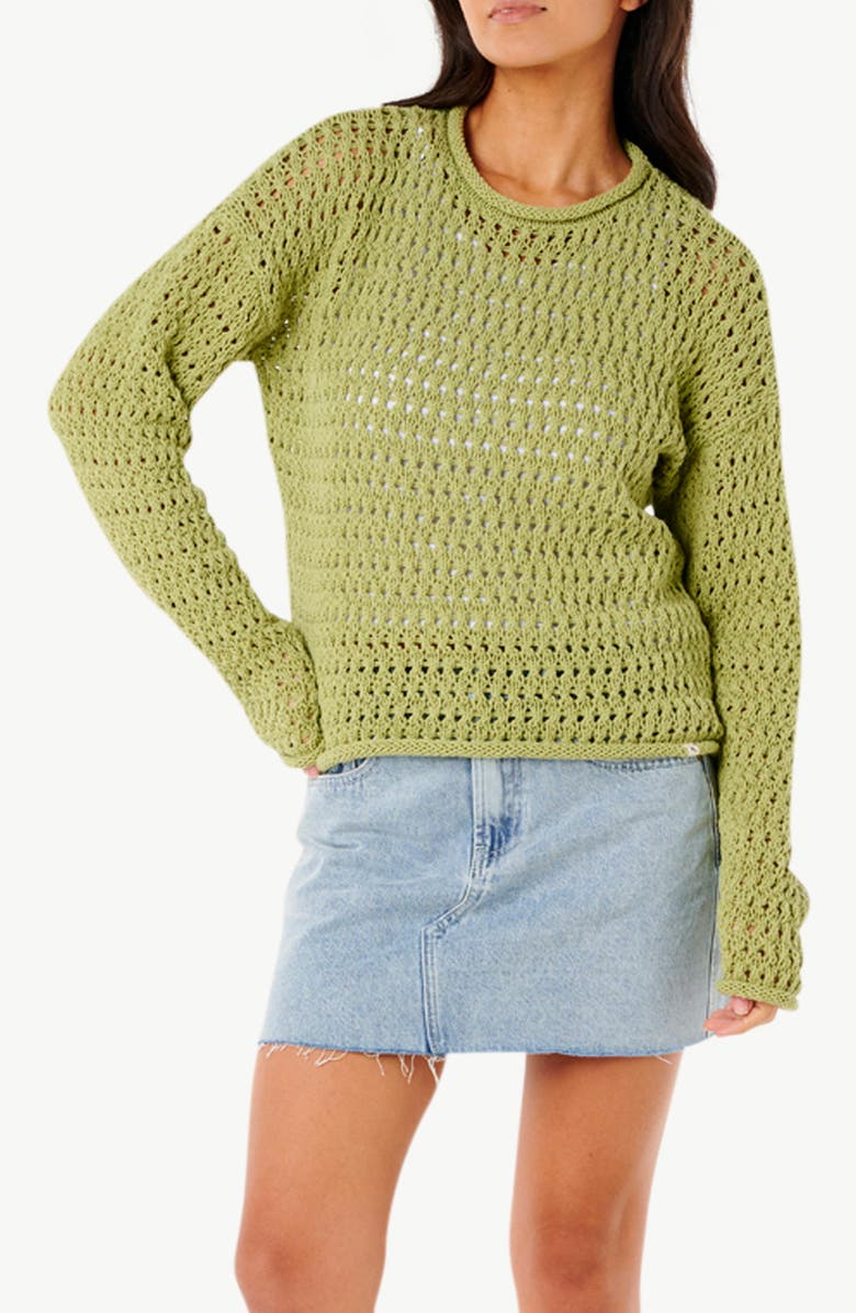 Rip Curl Cala Nights Pointelle Sweater, Main, color, Sage