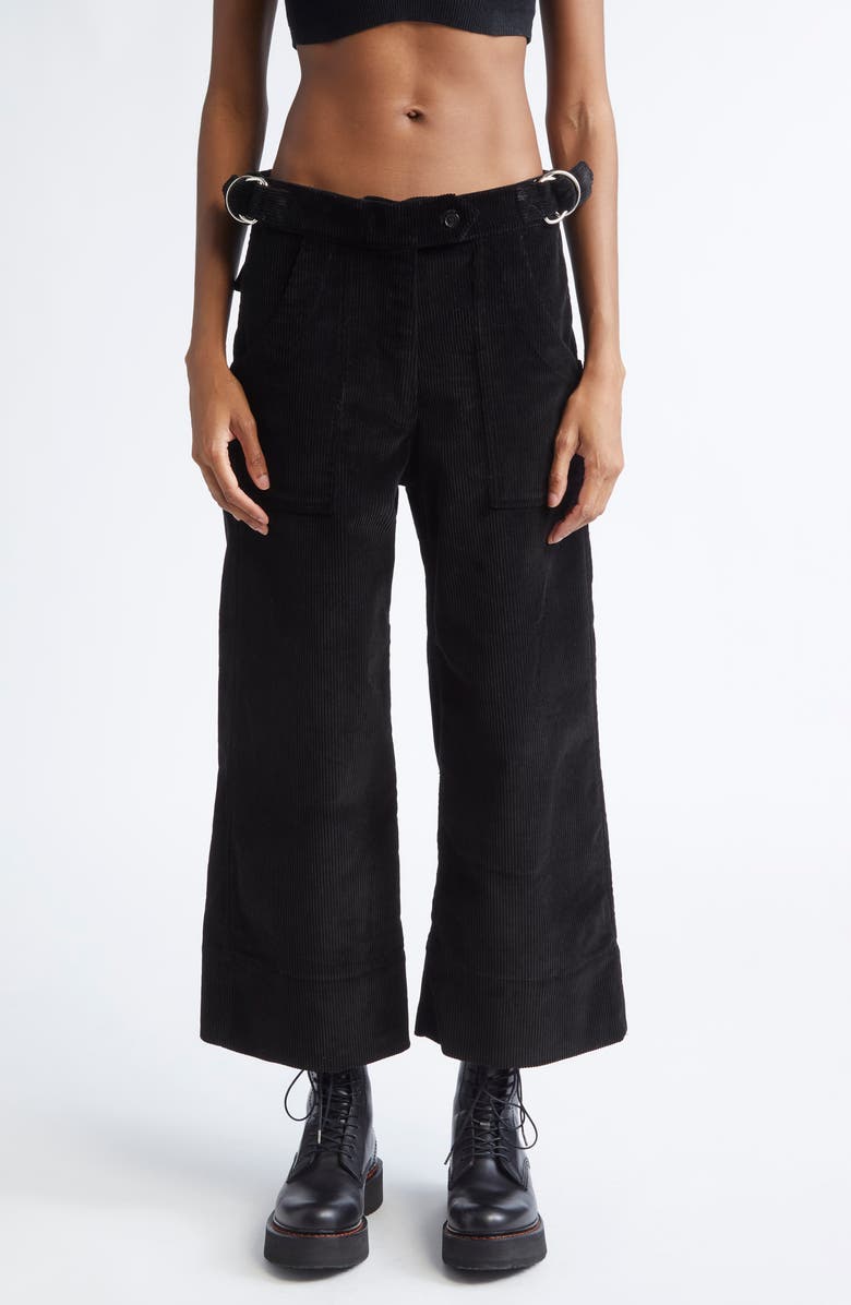R13 Relaxed Corduroy Crop Work Pants, Main, color, Black