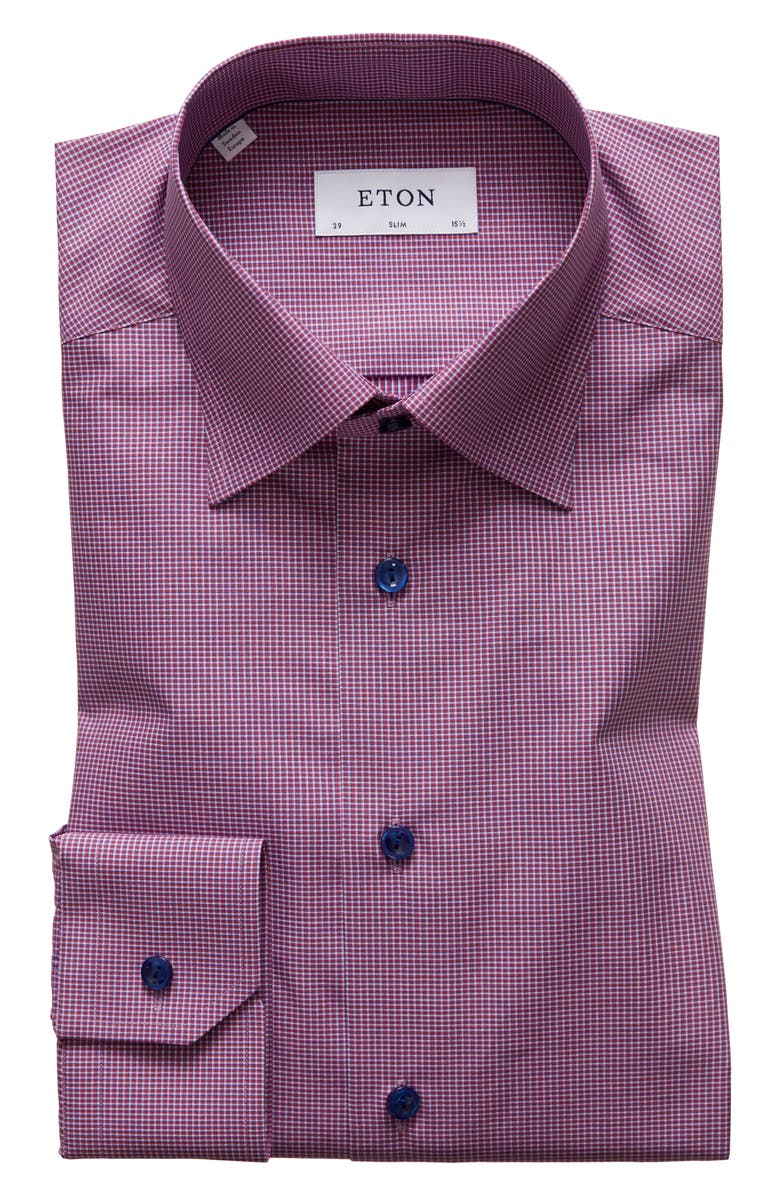 Eton Slim Fit Microcheck Print Dress Shirt, Alternate, color,