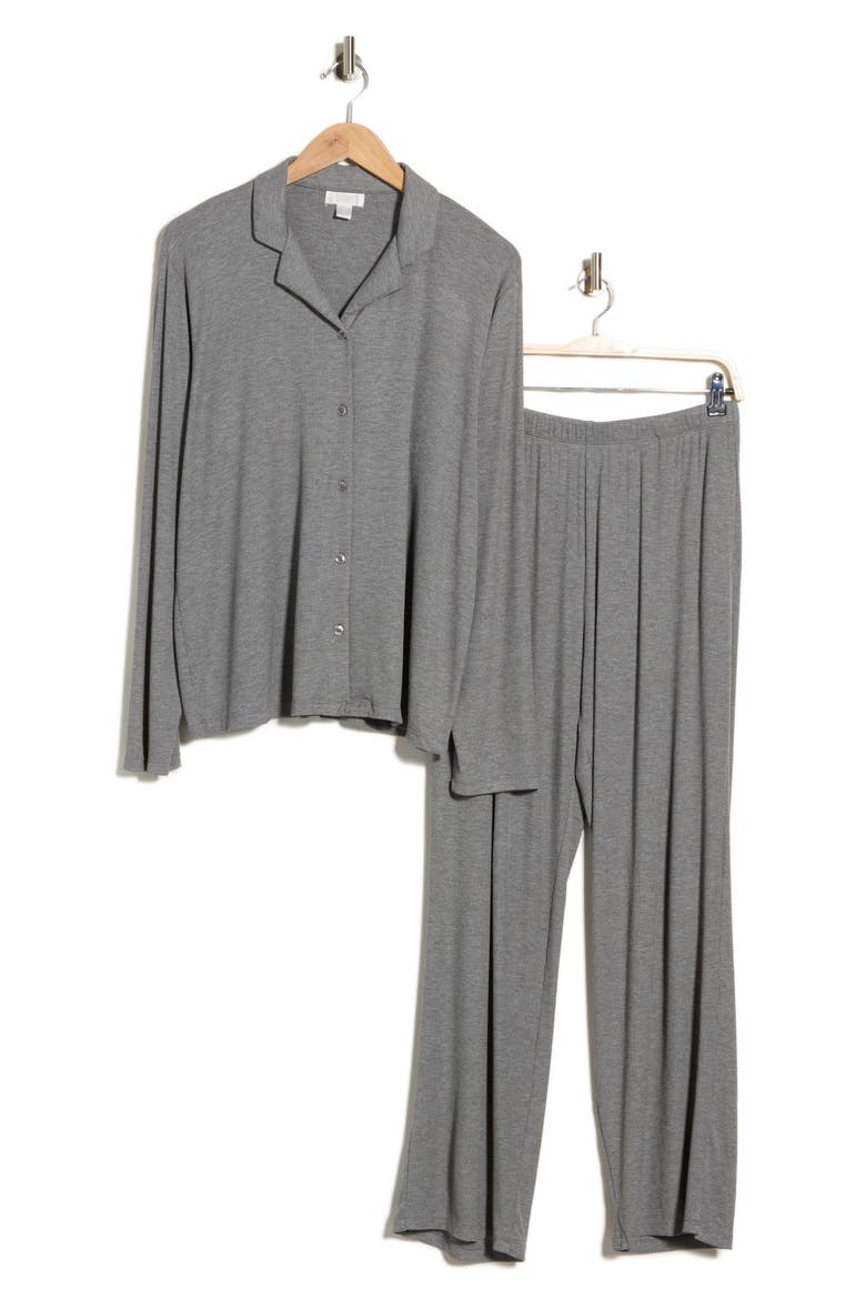 Tranquility Long Sleeve Rib Pajama Set, Alternate, color, GREY DARK HEATHER