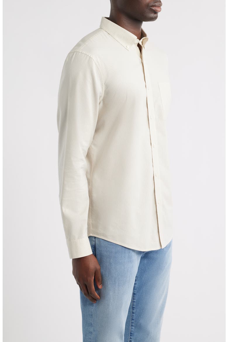 Simple Stripe Button-Down Shirt, Alternate, color, TAN SIMPLE STRIPE
