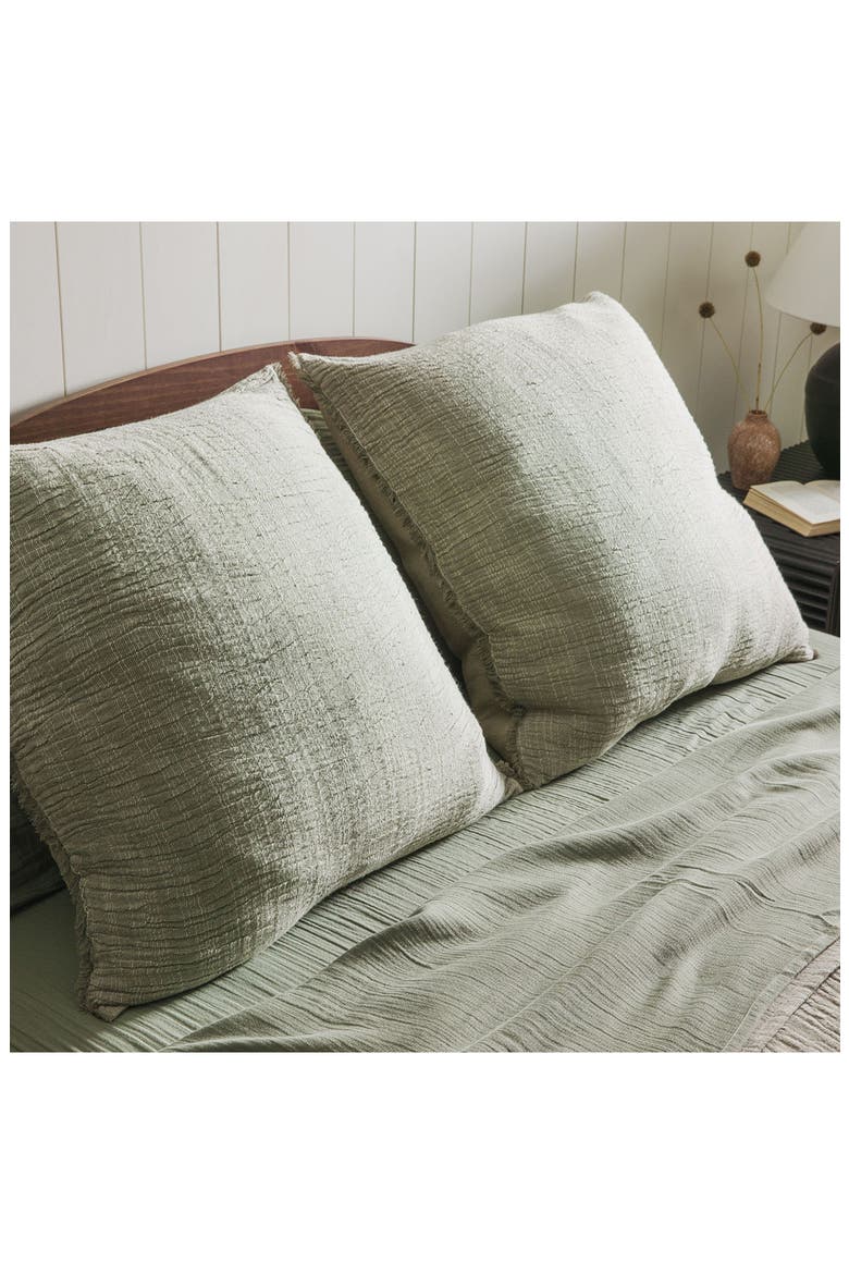 Zen Crinkled Cotton Gauze Flat Sheet, Alternate, color, MATCHA