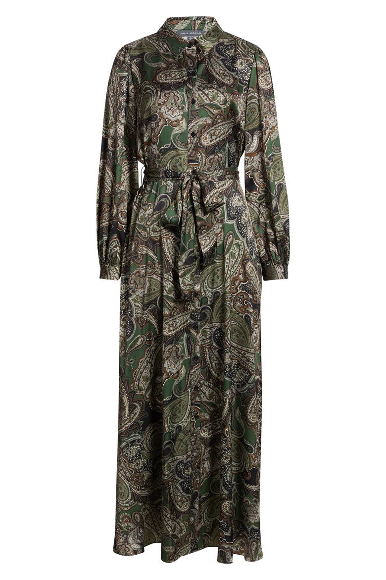 Paisley Long Sleeve Maxi Shirtdress, Alternate, color, GREEN MULTI
