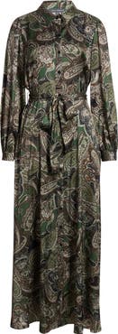 Julia Jordan Paisley Long Sleeve Maxi Shirtdress