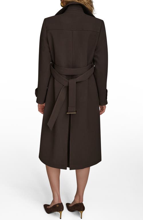 Donna Karan New York Belted Long Raincoat In Brown