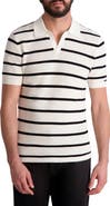 KARL LAGERFELD PARIS Striped Crochet Johnny Collar Polo