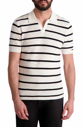 Striped Crochet Johnny Collar Polo