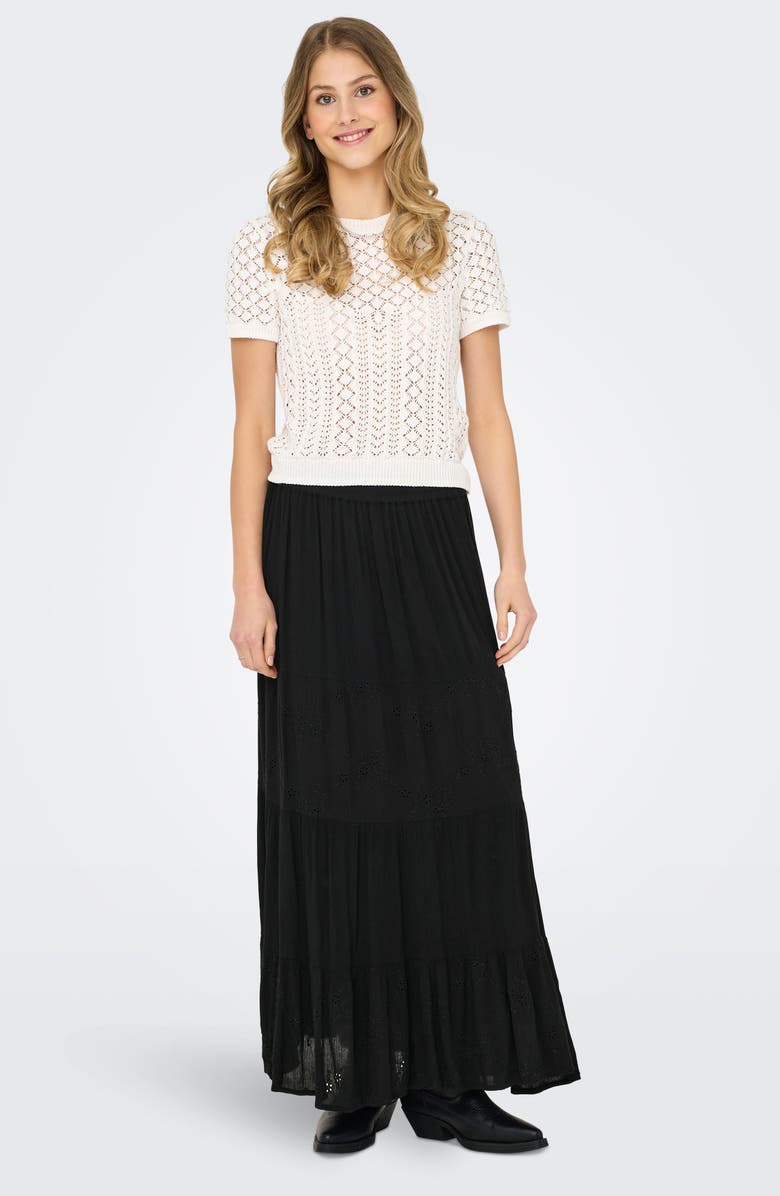 Only Onlchiara Broderie Maxi Skirt, Alternate, color, Black
