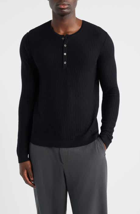 John Varvatos Albano Regular Fit Merino Wool & Silk Rib Henley