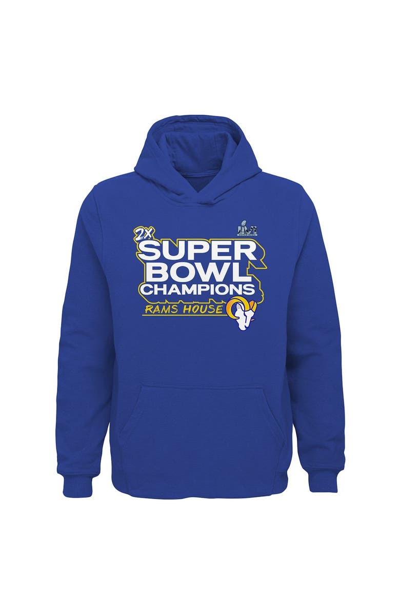FANATICS Youth Fanatics Branded Royal Los Angeles Rams Super Bowl LVI Champions Parade Pullover Hoodie, Alternate, color, 