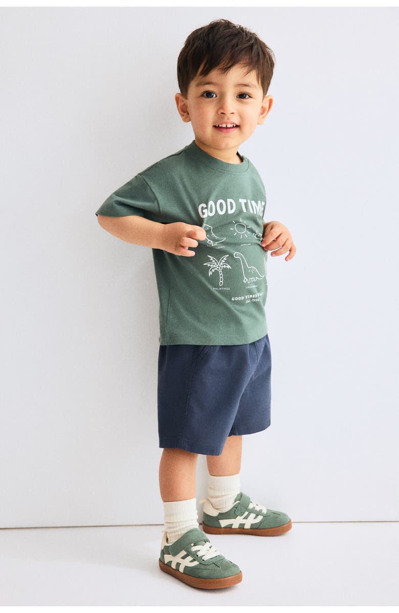 H&M Linen-blend Shorts, Alternate, color, Dark Blue