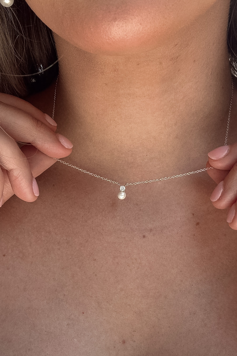 Sloane Pearl and Crystal Necklace, Alternate, color, Metallic Gold