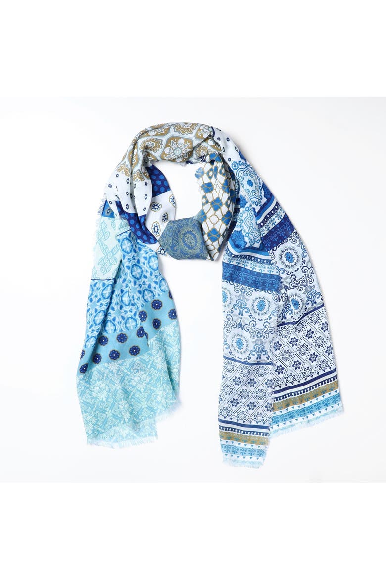 Santorini Patterned Wrap, Main, color, Blue Multi