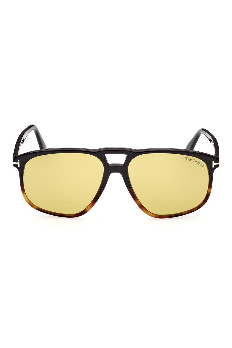 58mm Navigator Sunglasses, Main, color, BLACK / BROWN