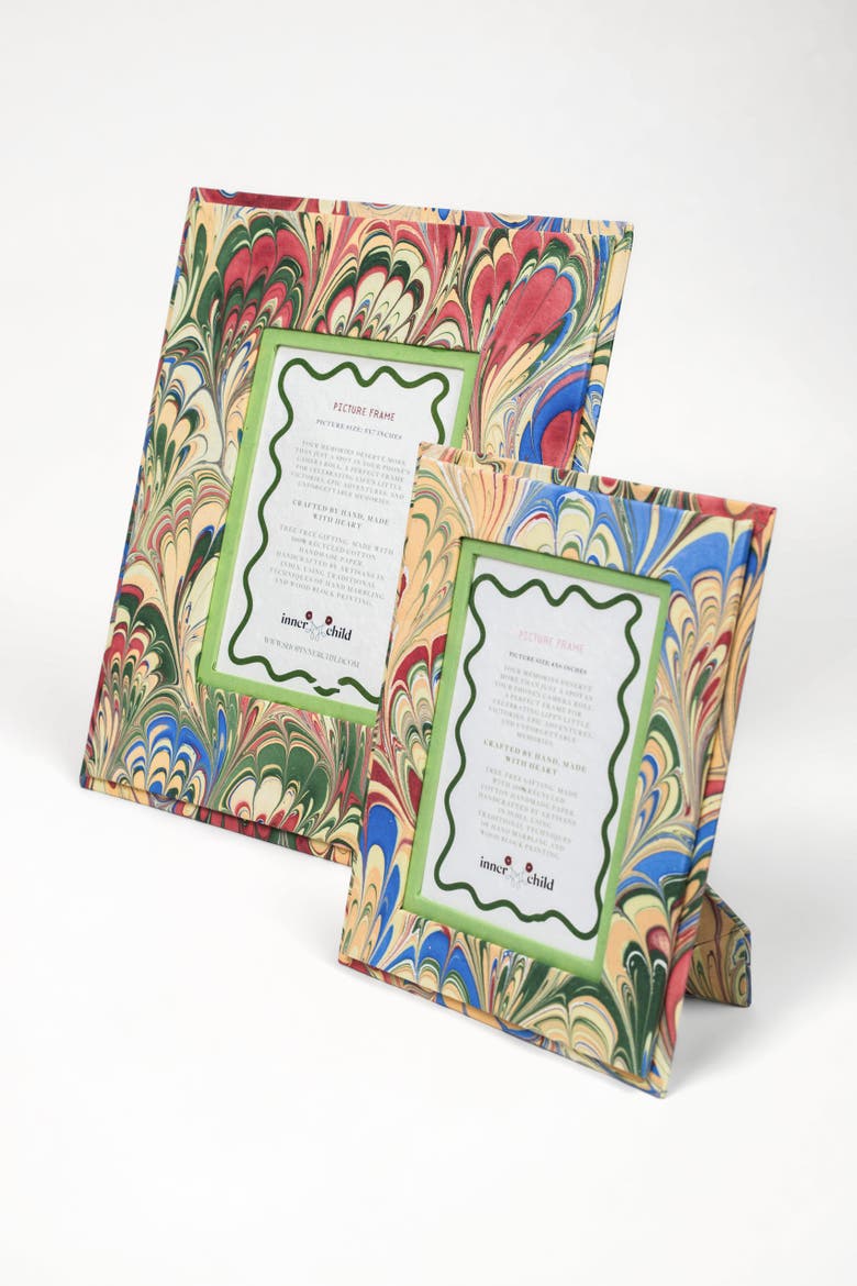 Hand-Marbled Large Wall Picture Frame - 5x7, Alternate, color, Multicolor