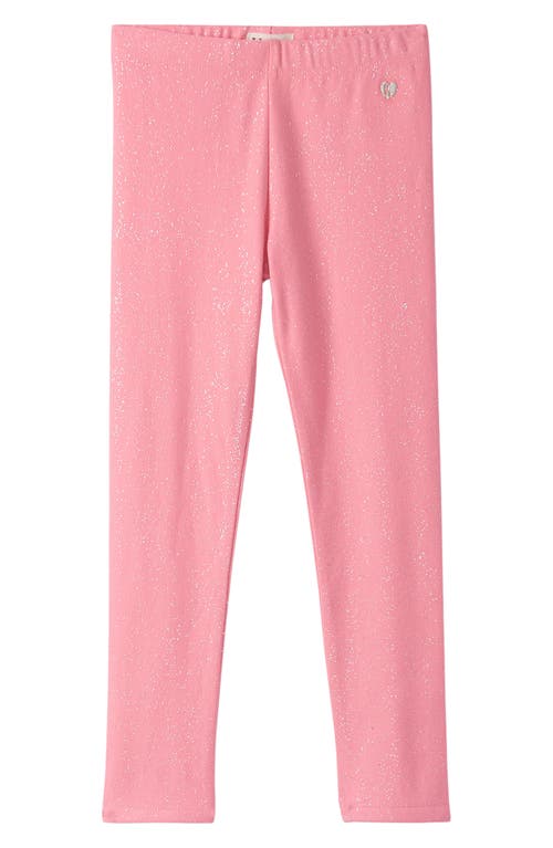 Hatley Kids' Cozy Glitter Stretch Cotton Leggings in Flamingo Pink 