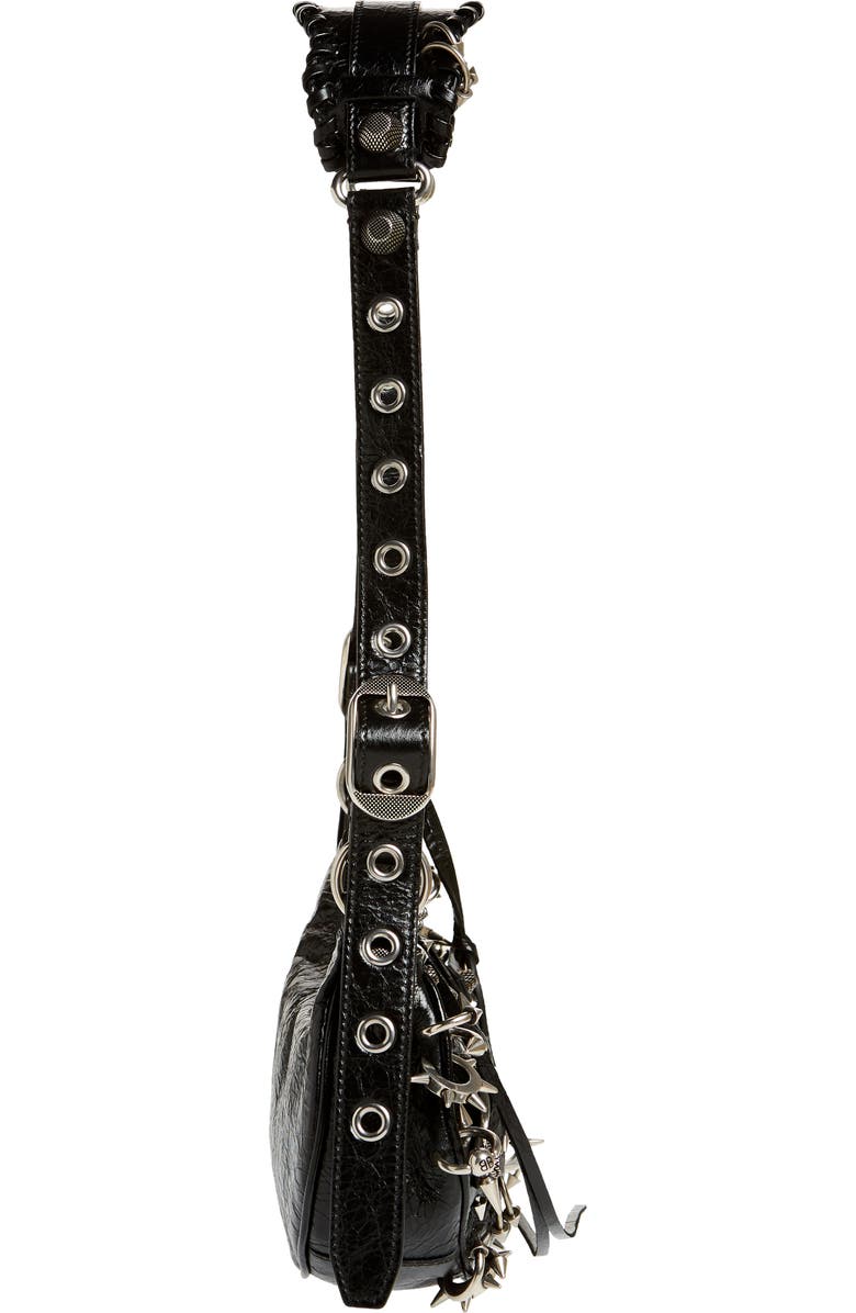 Balenciaga Extra Small Le Cagole Spikes Lambskin Leather Shoulder Bag, Alternate, color,