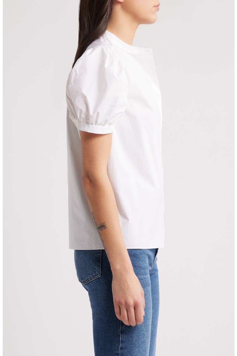 The Gathered Short Sleeve Button-Up Shirt, Alternate, color, WHITE