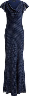 Lauren Ralph Lauren Lusita Burnout Cowl Neck Gown