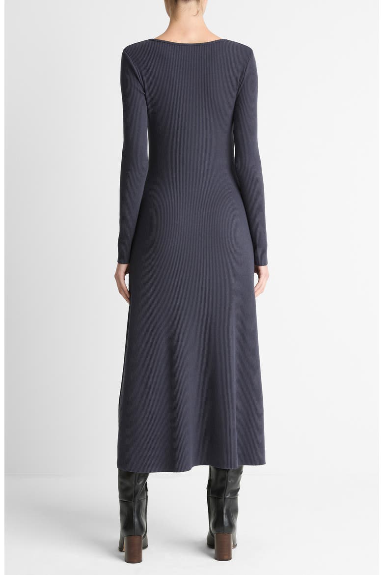 Rib Scoop NeckLong Sleeve Midi Dress, Alternate, color, NIGHT MARINE