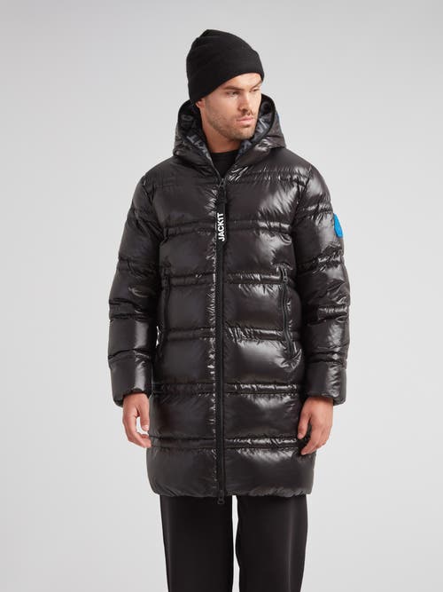 Jack1t R4d Tramline Hooded Long Puffer Coat In Black