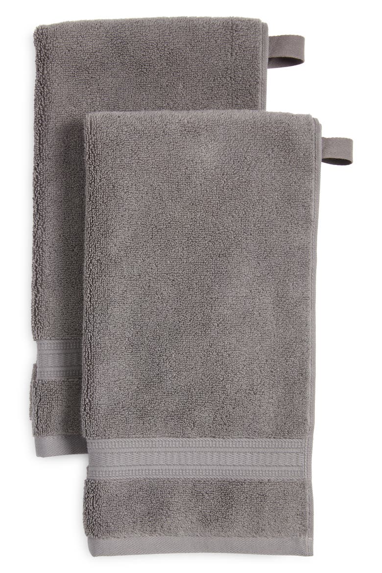 Zero Twist 2-Pack Cotton Hand Towels, Main, color, GREY PEARL