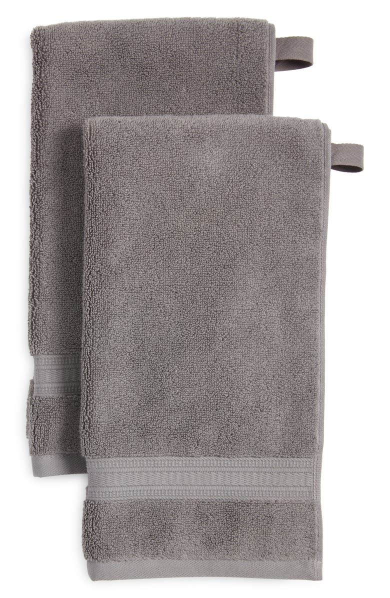 NORDSTROM RACK Zero Twist 2-Pack Cotton Hand Towels, Main, color, Grey Pearl