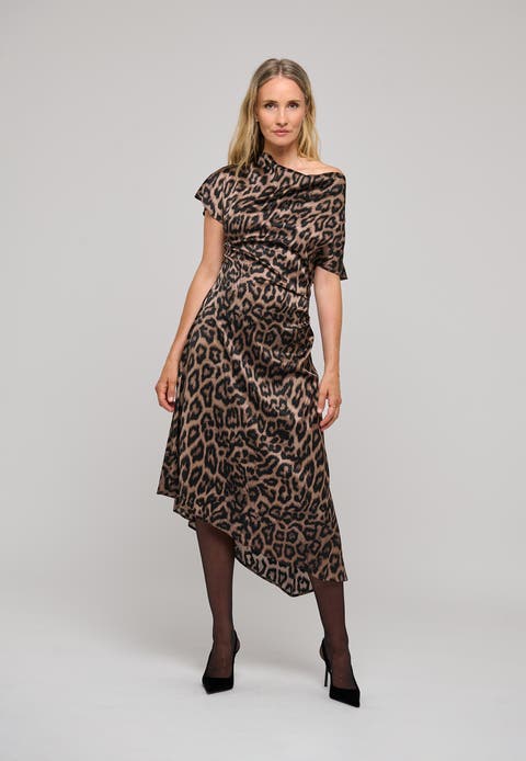 Jacintadea Draped Asymmetric Midi Dress