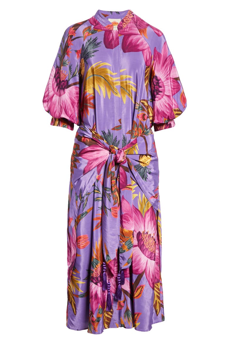Floral Balloon Sleeve Shirtdress, Alternate, color, PURPLE