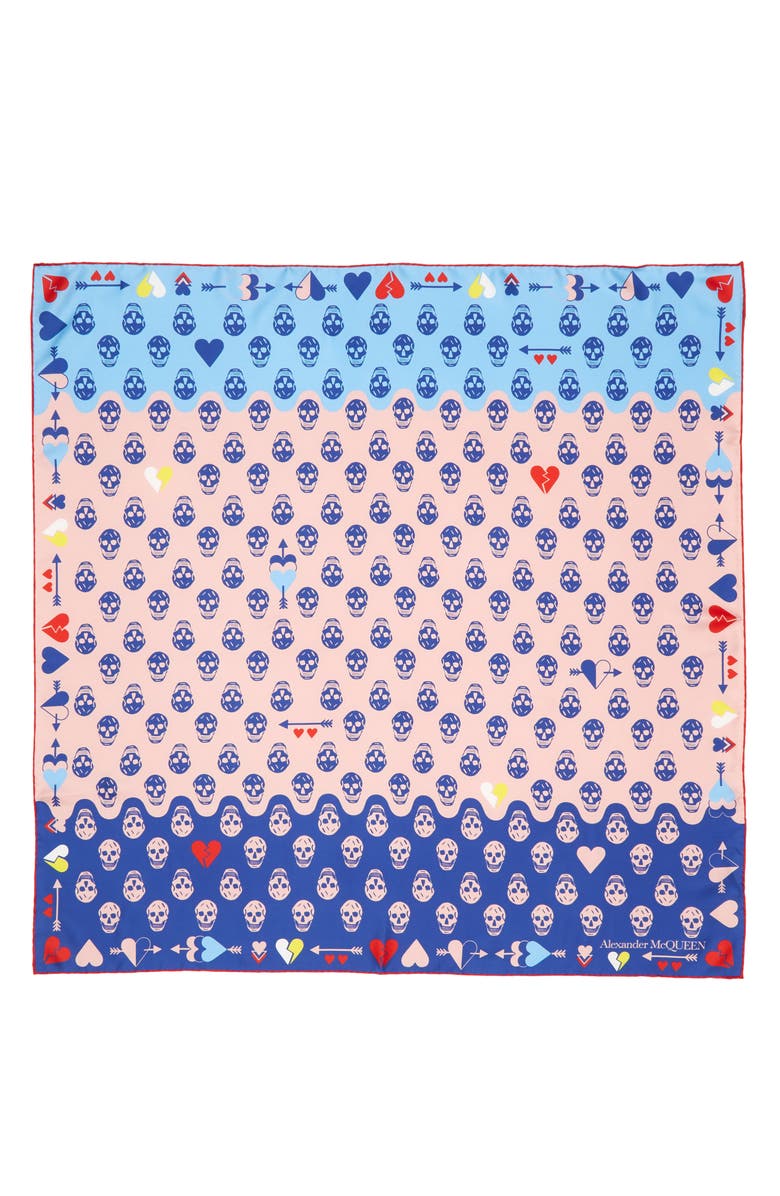 McQueen Alexander McQueen Skull & Heart Print Silk Biker Scarf, Alternate, color, 