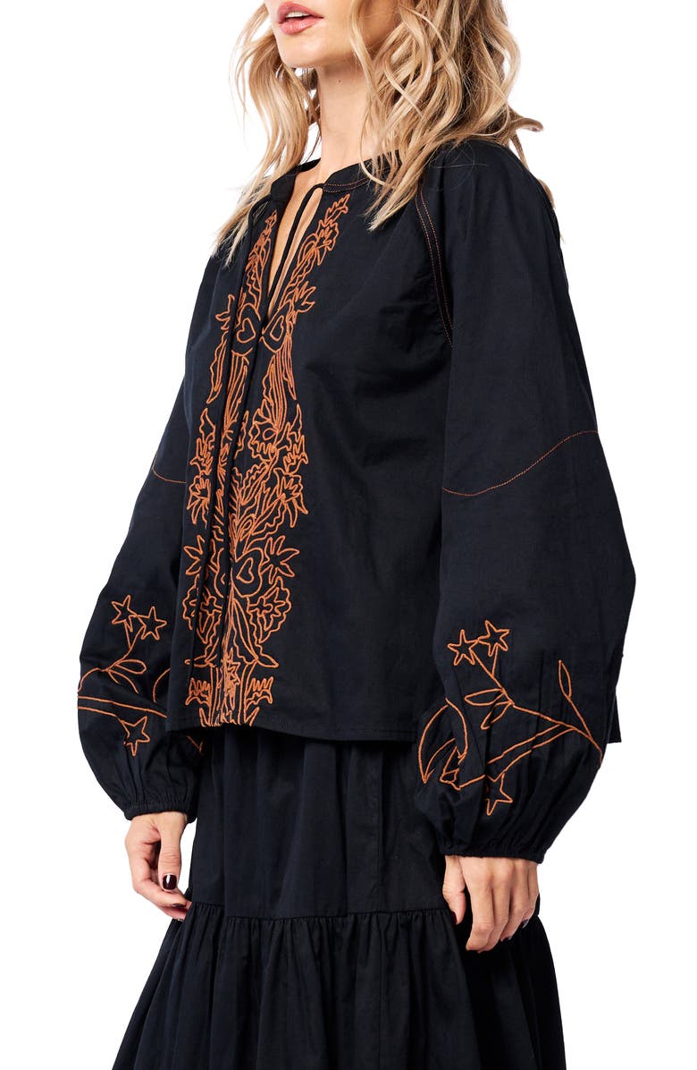 CIEBON Gracie Split Neck Top, Alternate, color, Black Multi