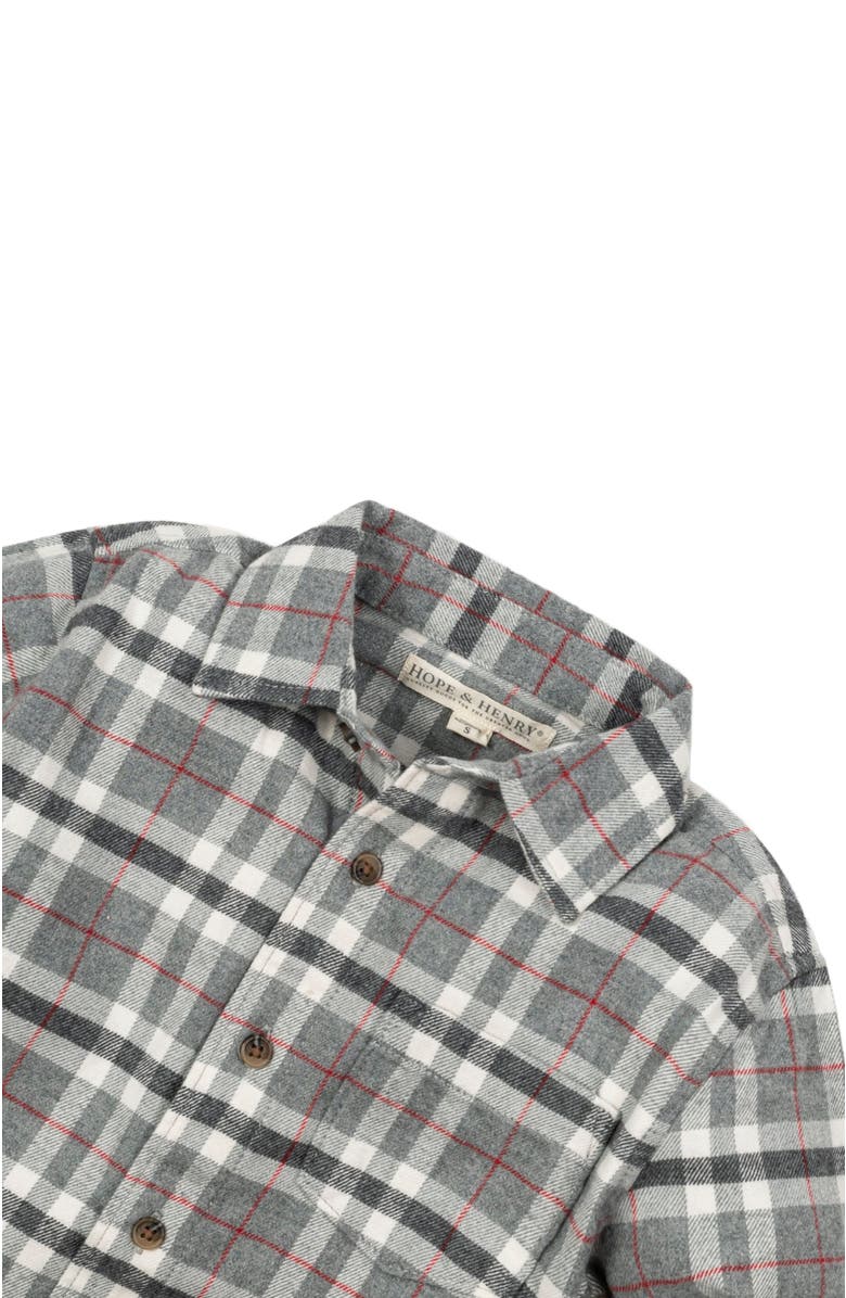 Hope & Henry Boys' Organic Flannel Shirt with Elbow Patches, Kids, Alternate, color, Dark Gray Heather Plaid
