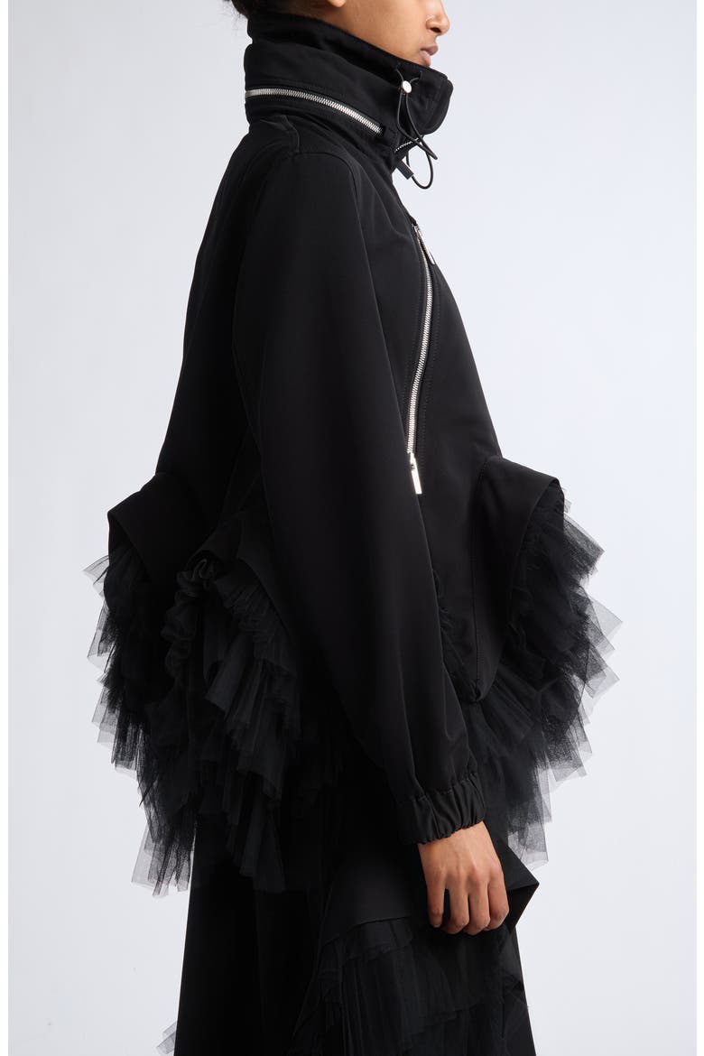 Tulle Trim Grosgrain Jacket, Alternate, color, BLACK