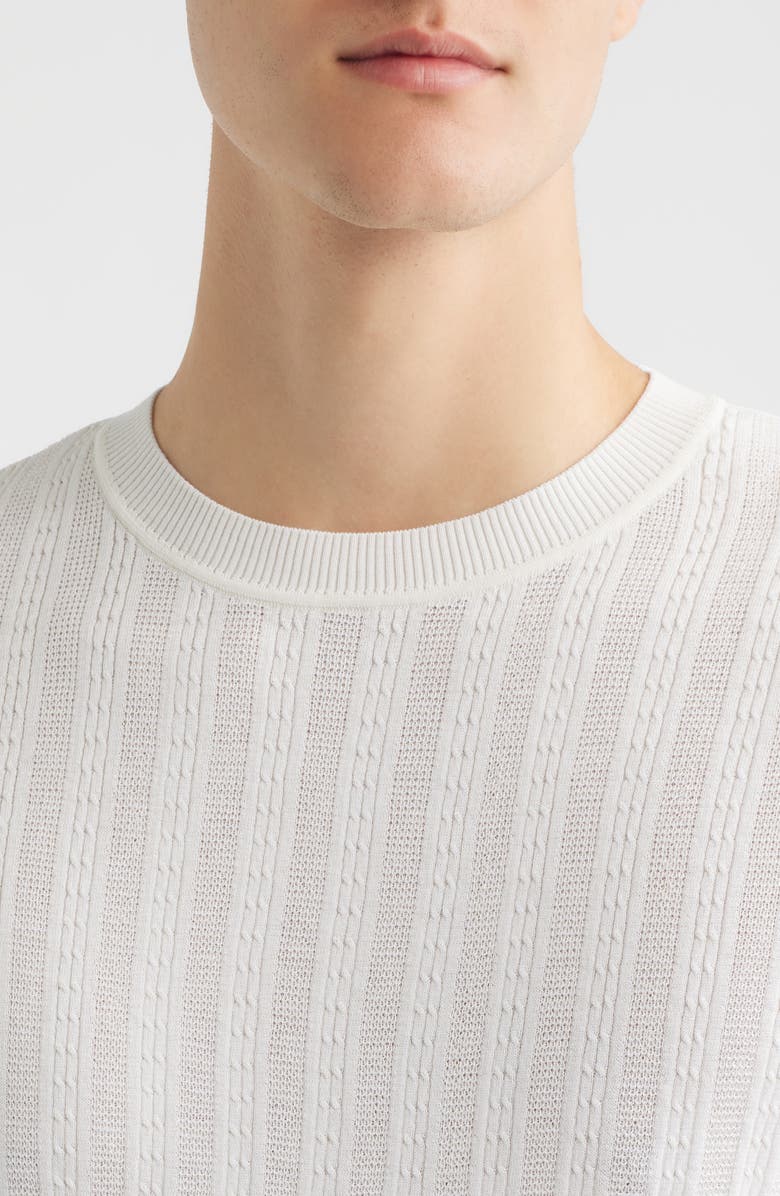 BOSS Tesar Textured Cotton & Silk T-Shirt, Alternate, color, Open White