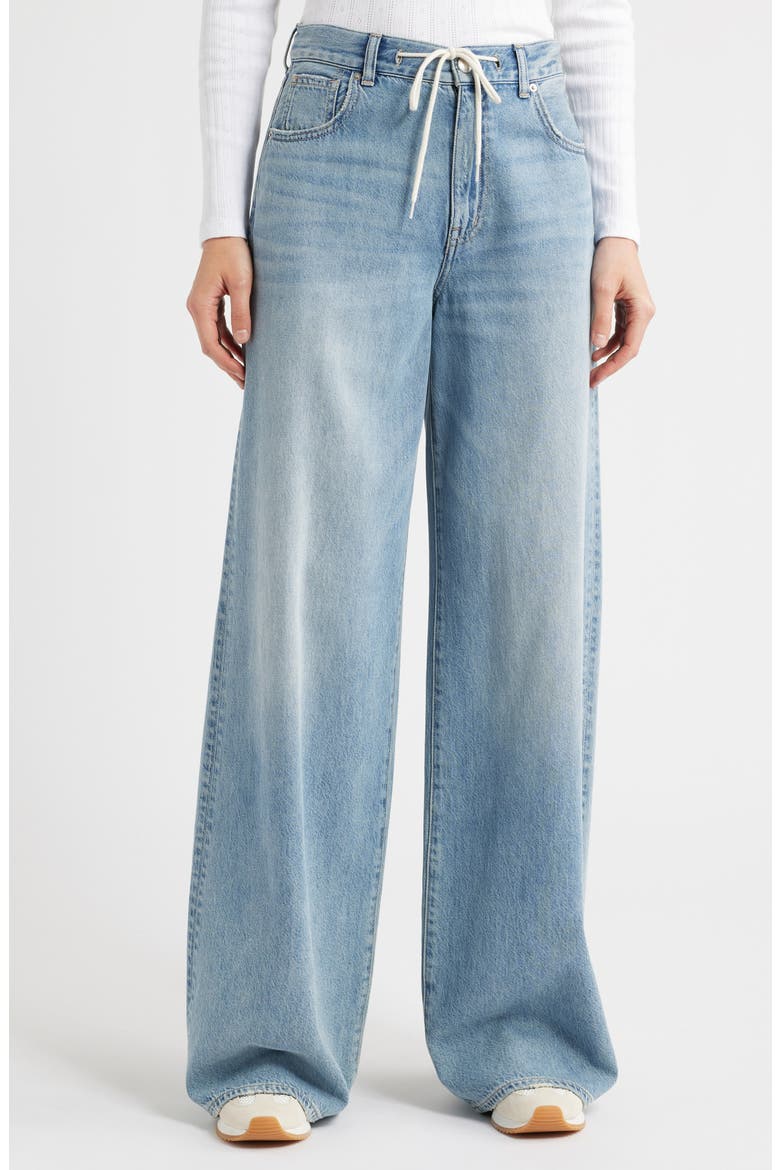 Superwide Leg Drawstring Jeans, Main, color, DAFFODILL WASH