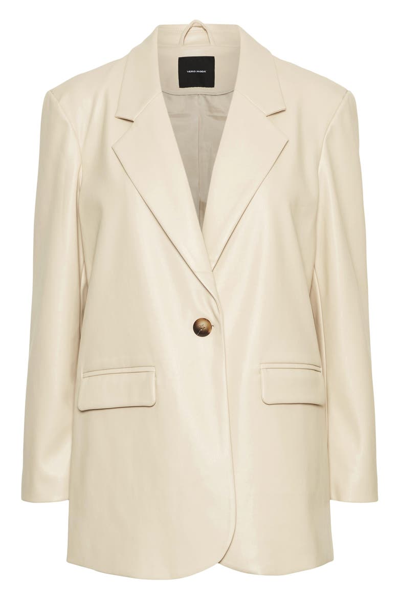 Olivia Faux Leather Blazer, Main, color, BIRCH DETAIL CRME