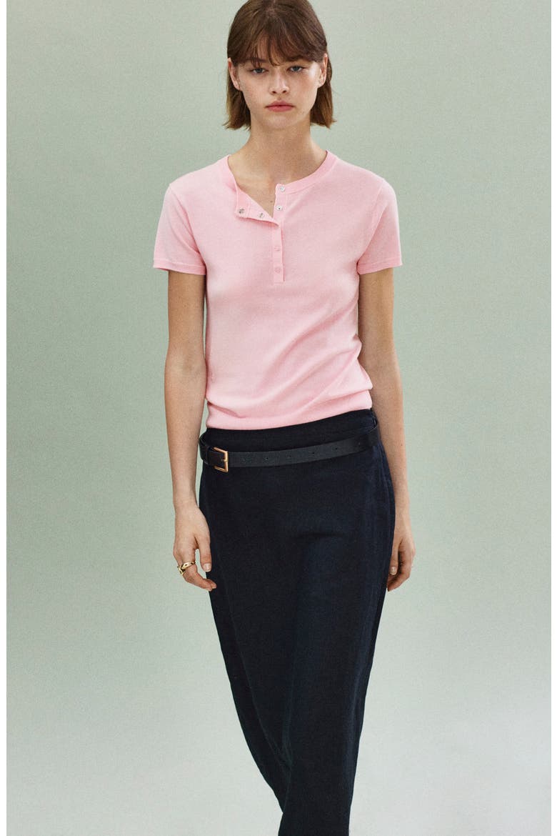 Fine Knit Henley Sweater, Alternate, color, PINK