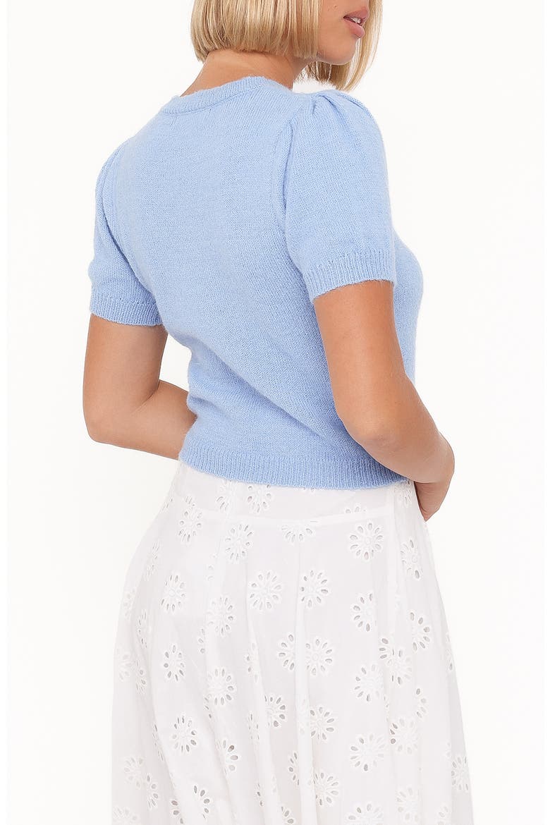 Zena Puff Short Sleeve Cardigan, Alternate, color, CORNFLOWER BLUE